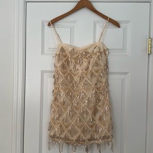 Nude, sequin mini dress